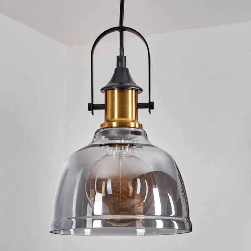 Suspension Verre Fumé-hofstein Suspension Trejos Laiton, Noir, 1 lumière