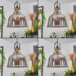 Suspension Verre Fumé-hofstein Suspension Trejos Laiton, Noir, 1 lumière