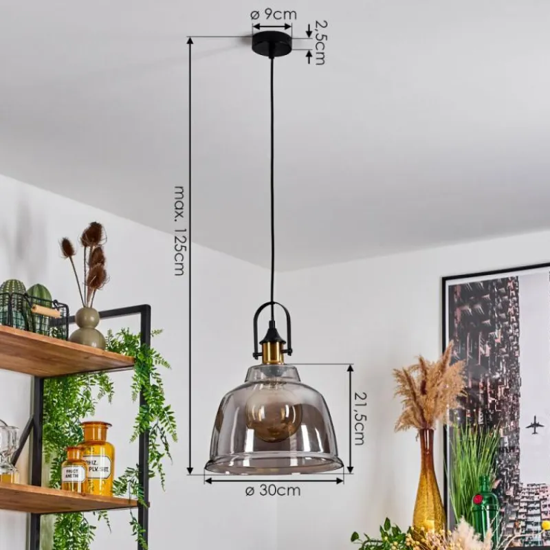 Suspension Verre Fumé-hofstein Suspension Trejos Laiton, Noir, 1 lumière