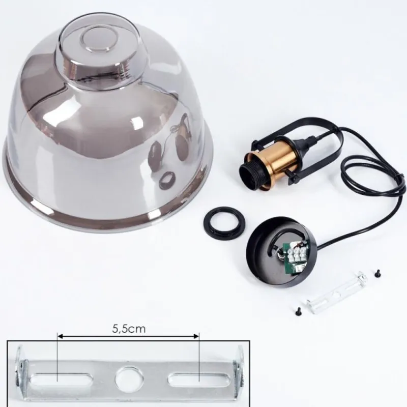 Suspension Verre Fumé-hofstein Suspension Trejos Laiton, Noir, 1 lumière