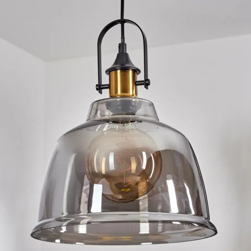 Suspension Verre Fumé-hofstein Suspension Trejos Laiton, Noir, 1 lumière