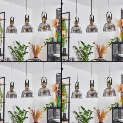 Suspension Verre Fumé-hofstein Suspension Trejos Noir, 3 lumières