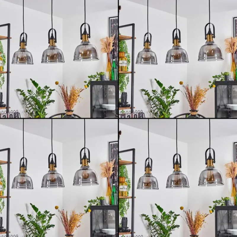 Suspension Verre Fumé-hofstein Suspension Trejos Noir, 3 lumières