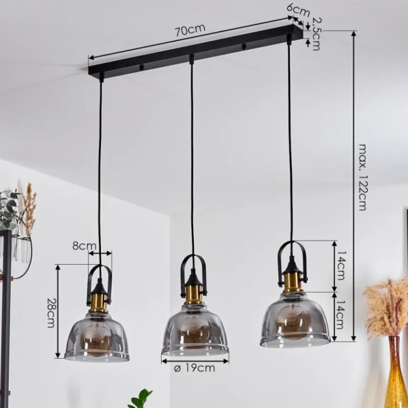 Suspension Verre Fumé-hofstein Suspension Trejos Noir, 3 lumières
