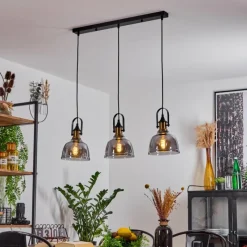 Suspension Verre Fumé-hofstein Suspension Trejos Noir, 3 lumières