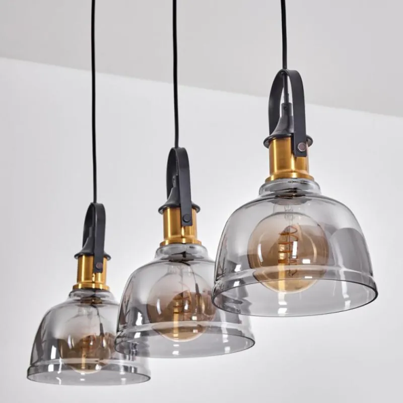 Suspension Verre Fumé-hofstein Suspension Trejos Noir, 3 lumières