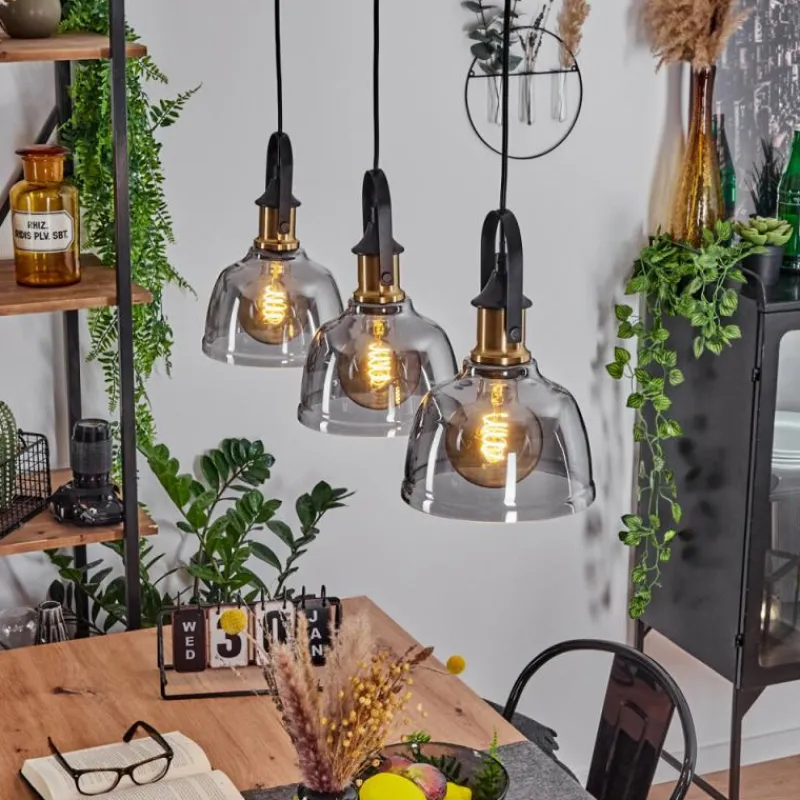 Suspension Verre Fumé-hofstein Suspension Trejos Noir, 3 lumières