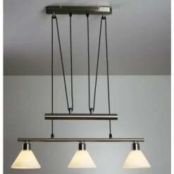 Luminaires Trio Suspension Trio 3751 Acier inoxydable, Nickel mat, 3 lumières