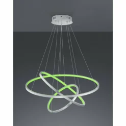 Luminaires Trio Suspension Trio Aaron LED Nickel mat, 1 lumière, Télécommandes, Changeur de couleurs
