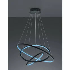Luminaires Trio Suspension Trio Aaron LED Anthracite, 1 lumière, Télécommandes, Changeur de couleurs