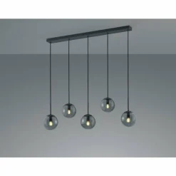 Suspension Verre Fumé-Luminaires Trio Suspension Trio Balini LED Anthracite, 5 lumières