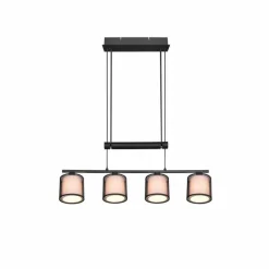 Lampes En Tissu-Luminaires Trio Suspension Trio Burton Noir, 4 lumières