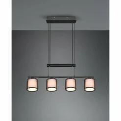 Lampes En Tissu-Luminaires Trio Suspension Trio Burton Noir, 4 lumières