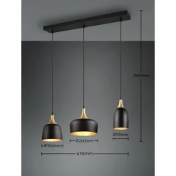 Luminaires Trio Suspension Trio Chiraz Noir, 3 lumières* Suspensions