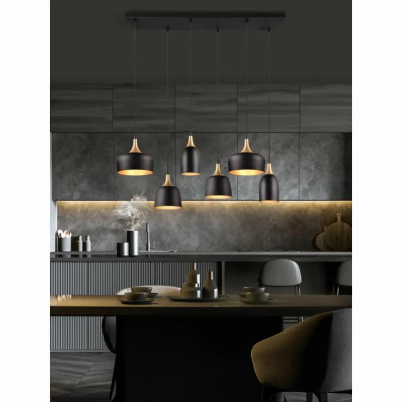 Luminaires Trio Suspension Trio Chiraz Noir, 6 lumières* Suspensions