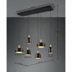 Luminaires Trio Suspension Trio Chiraz Noir, 6 lumières* Suspensions
