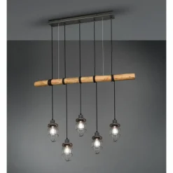 Lampes Vintages & Rétros-Luminaires Trio Suspension Trio Forester Brun foncé, Nickel mat, 5 lumières