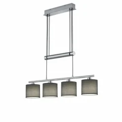 Lampes En Tissu-Luminaires Trio Suspension Trio GARDA Nickel mat, 4 lumières