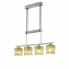 Lampes En Tissu-Luminaires Trio Suspension Trio GARDA Nickel mat, 4 lumières