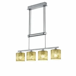 Lampes En Tissu-Luminaires Trio Suspension Trio GARDA Nickel mat, 4 lumières