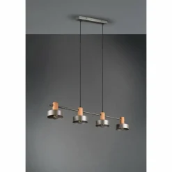 Lampes Industrielles-Luminaires Trio Suspension Trio Gaya Brun foncé, Nickel mat, 4 lumières