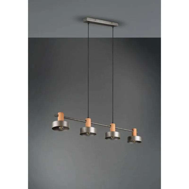 Lampes Industrielles-Luminaires Trio Suspension Trio Gaya Brun foncé, Nickel mat, 4 lumières