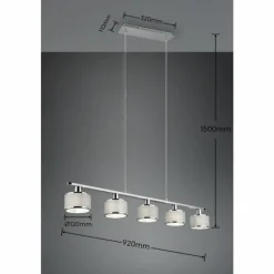 Lampes En Tissu-Luminaires Trio Suspension Trio KAPRUN Chrome, 5 lumières