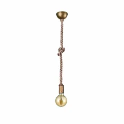 Style Boho-Chic-Luminaires Trio Suspension Trio Leuchten CORD Brun, Laiton, 1 lumière
