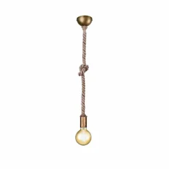 Style Boho-Chic-Luminaires Trio Suspension Trio Leuchten CORD Brun, Laiton, 1 lumière