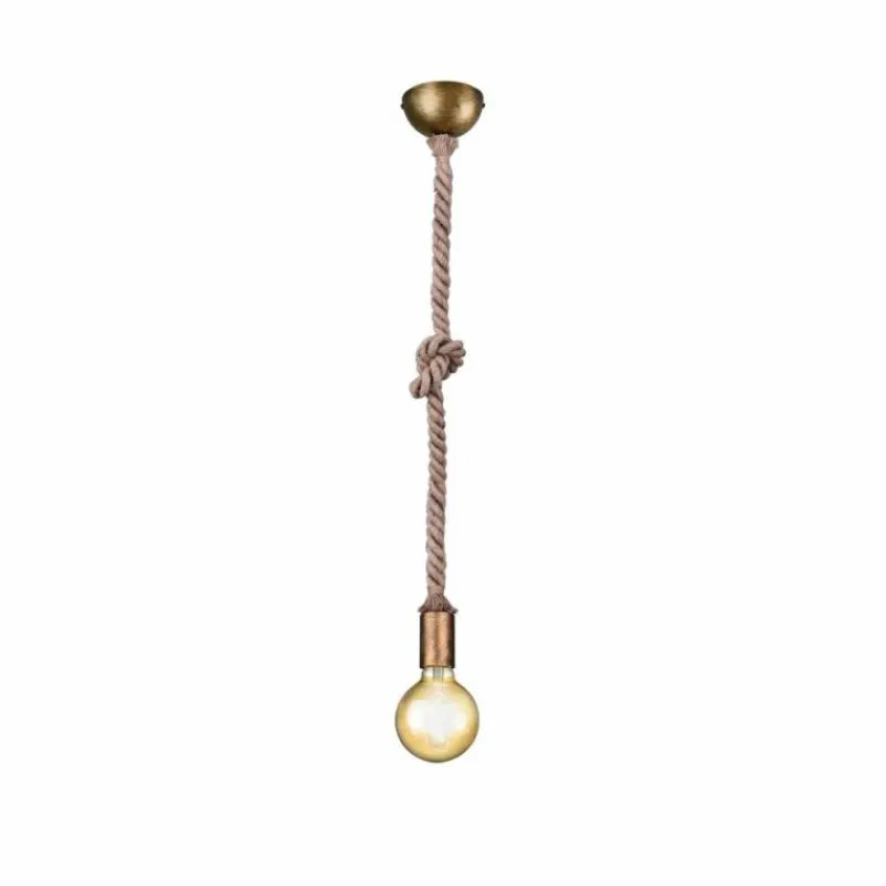 Style Boho-Chic-Luminaires Trio Suspension Trio Leuchten CORD Brun, Laiton, 1 lumière