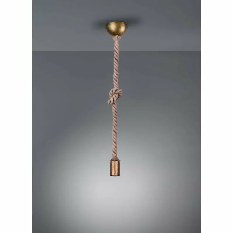Style Boho-Chic-Luminaires Trio Suspension Trio Leuchten CORD Brun, Laiton, 1 lumière