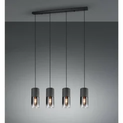 Luminaires Trio Suspension Trio Leuchten ROBIN Noir, 4 lumières