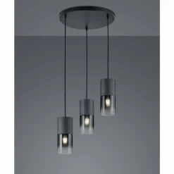 Luminaires Scandinaves-Luminaires Trio Suspension Trio Leuchten ROBIN Noir, 3 lumières