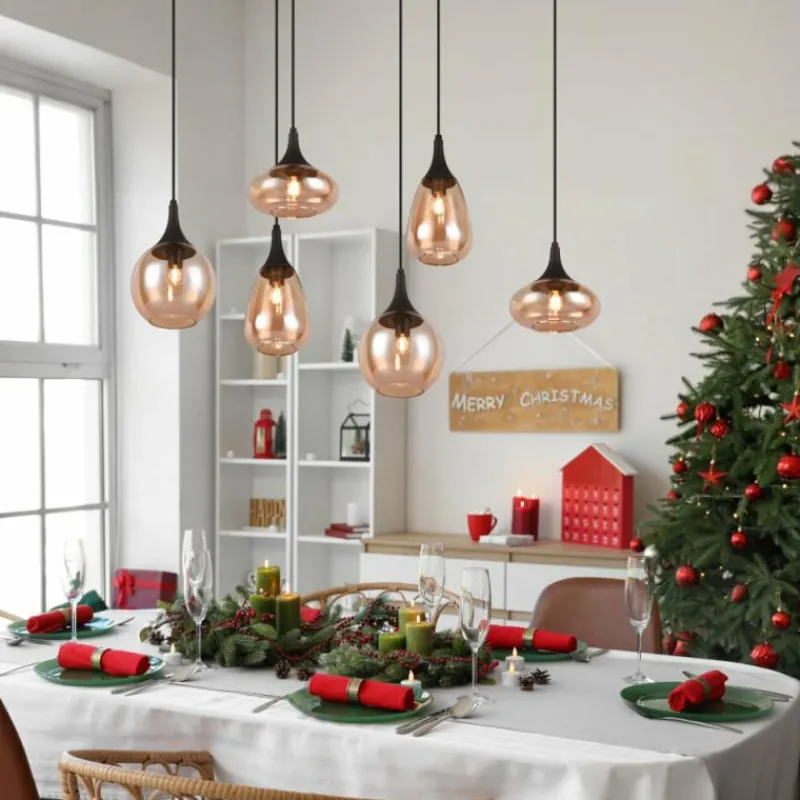 Luminaires Trio Suspension Trio Lumina Noir, 6 lumières