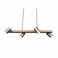 Lampes En Bois-Luminaires Trio Suspension Trio MARLEY Écru, Nickel mat, 4 lumières