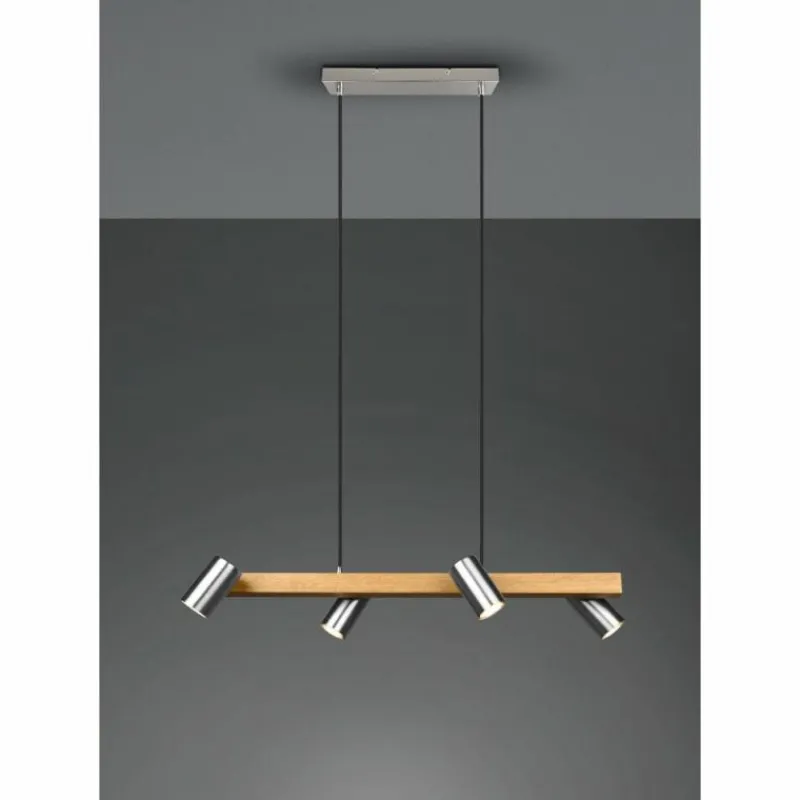 Lampes En Bois-Luminaires Trio Suspension Trio MARLEY Écru, Nickel mat, 4 lumières