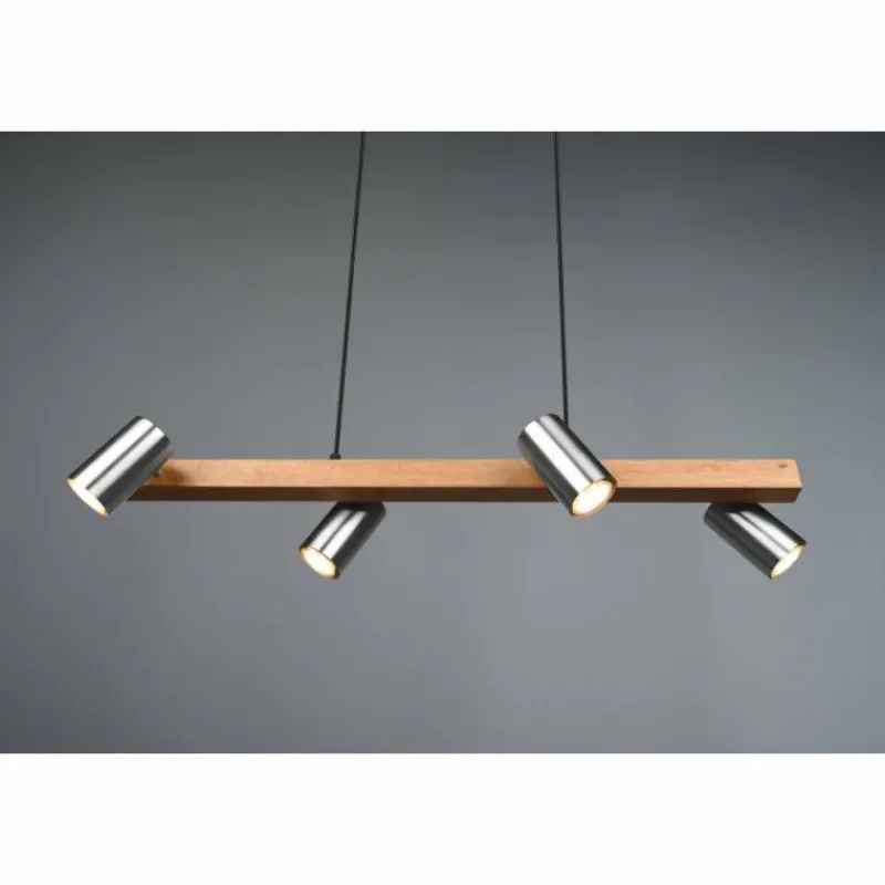Lampes En Bois-Luminaires Trio Suspension Trio MARLEY Écru, Nickel mat, 4 lumières