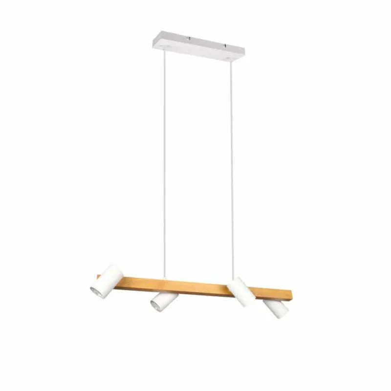 Lampes En Bois-Luminaires Trio Suspension Trio MARLEY Écru, Blanc, 4 lumières