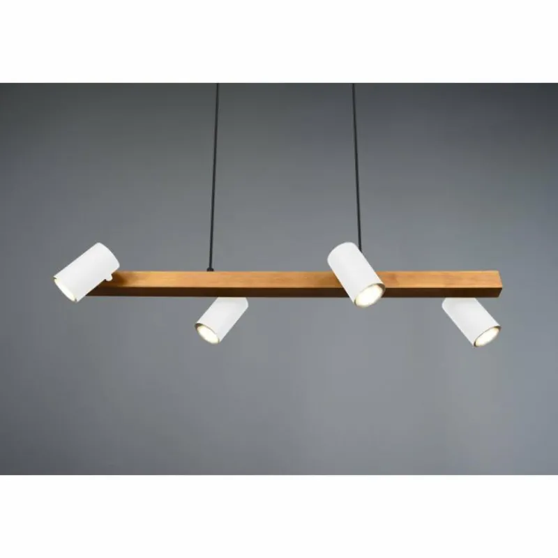 Lampes En Bois-Luminaires Trio Suspension Trio MARLEY Écru, Blanc, 4 lumières
