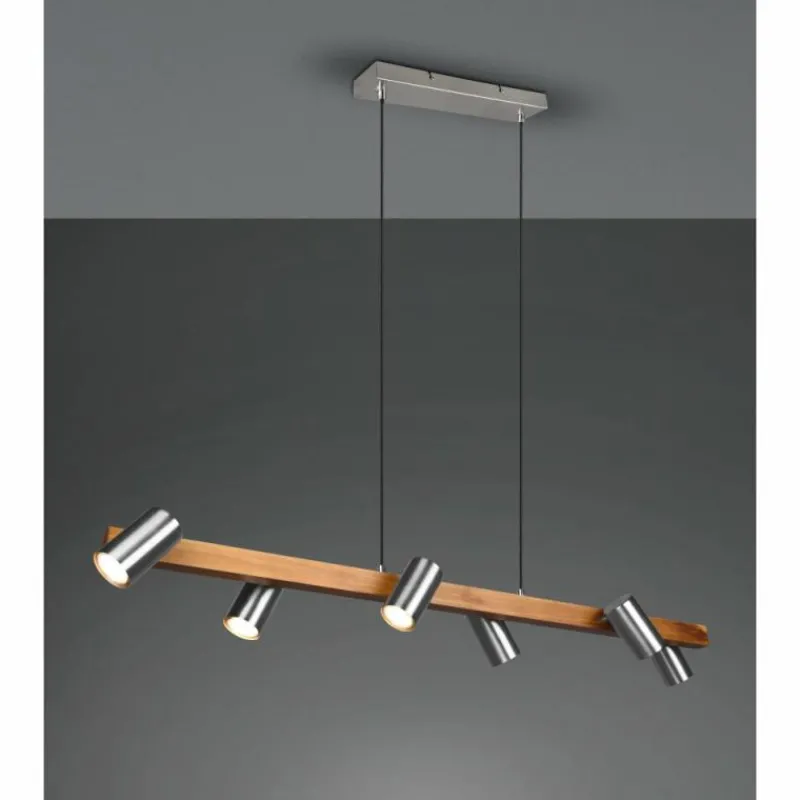 Lampes En Bois-Luminaires Trio Suspension Trio Marley Écru, Nickel mat, 6 lumières