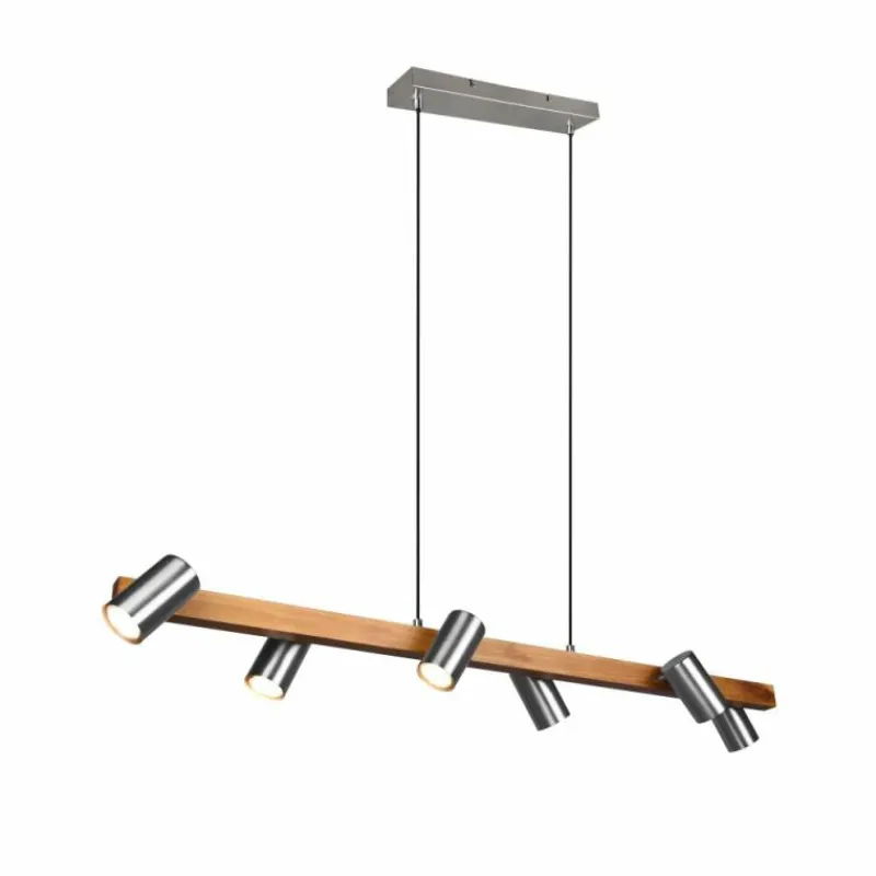 Lampes En Bois-Luminaires Trio Suspension Trio Marley Écru, Nickel mat, 6 lumières