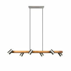 Lampes En Bois-Luminaires Trio Suspension Trio Marley Écru, Nickel mat, 6 lumières