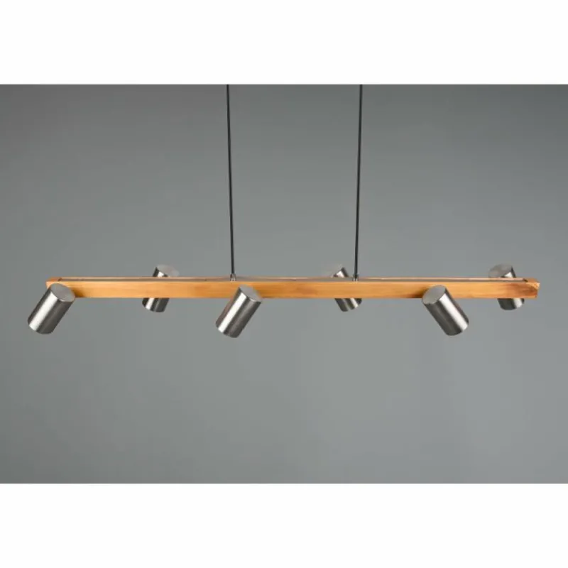 Lampes En Bois-Luminaires Trio Suspension Trio Marley Écru, Nickel mat, 6 lumières