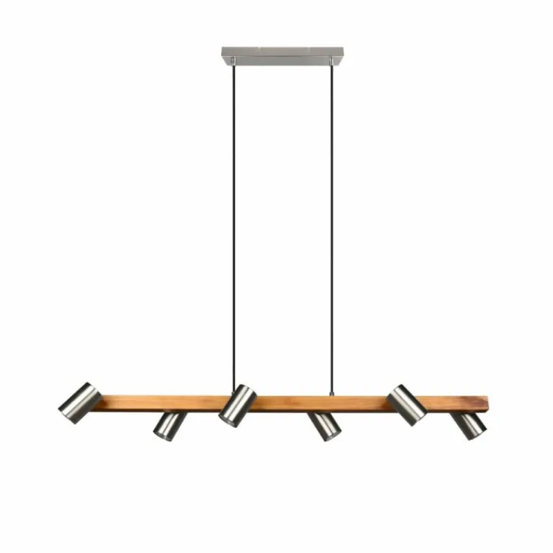 Lampes En Bois-Luminaires Trio Suspension Trio Marley Écru, Nickel mat, 6 lumières