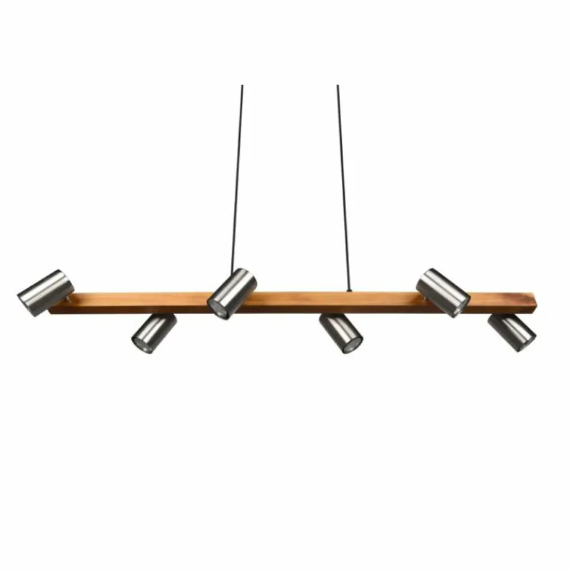 Lampes En Bois-Luminaires Trio Suspension Trio Marley Écru, Nickel mat, 6 lumières