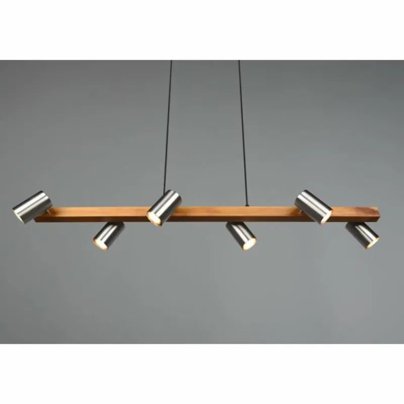 Lampes En Bois-Luminaires Trio Suspension Trio Marley Écru, Nickel mat, 6 lumières