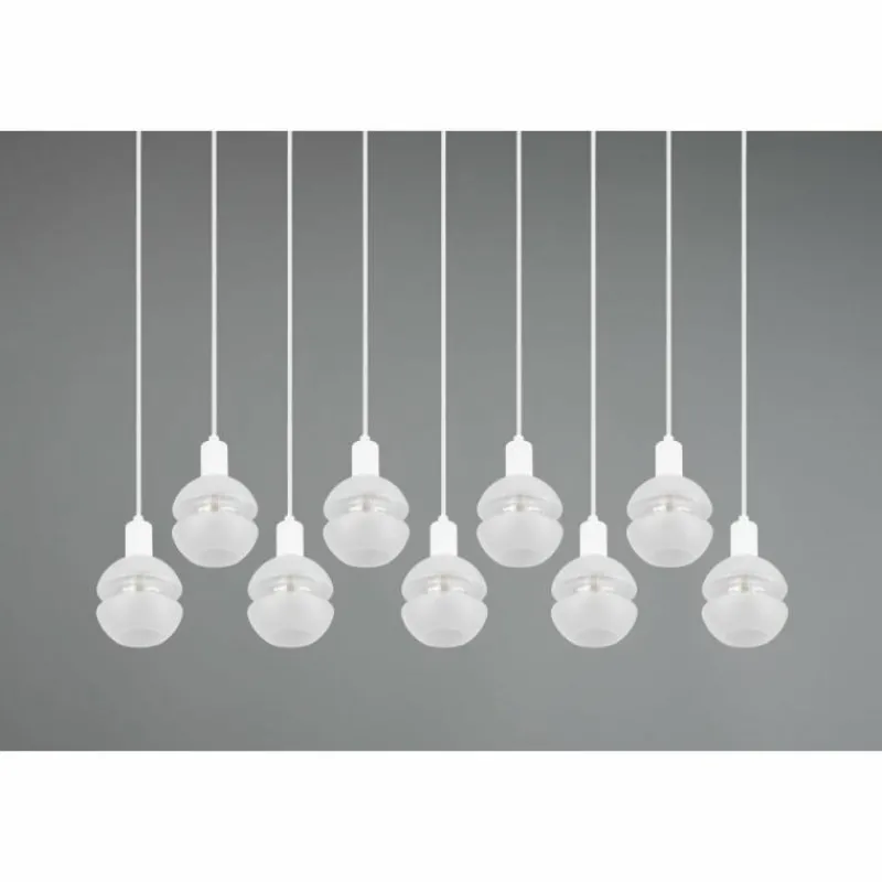 Luminaires Trio Suspension Trio Mela Blanc, 9 lumières