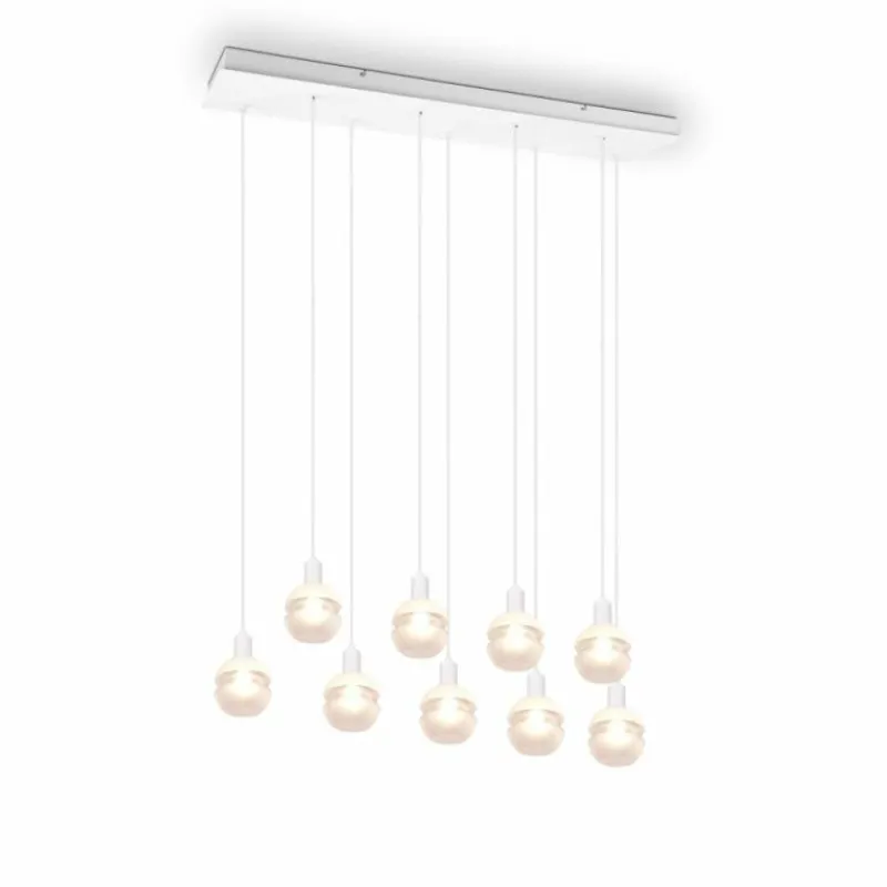 Luminaires Trio Suspension Trio Mela Blanc, 9 lumières