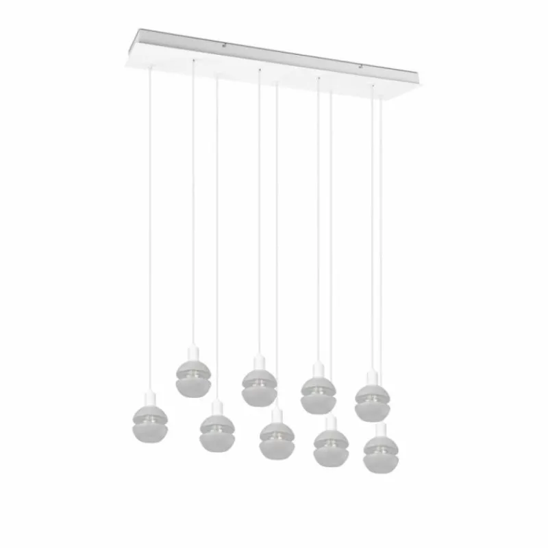 Luminaires Trio Suspension Trio Mela Blanc, 9 lumières