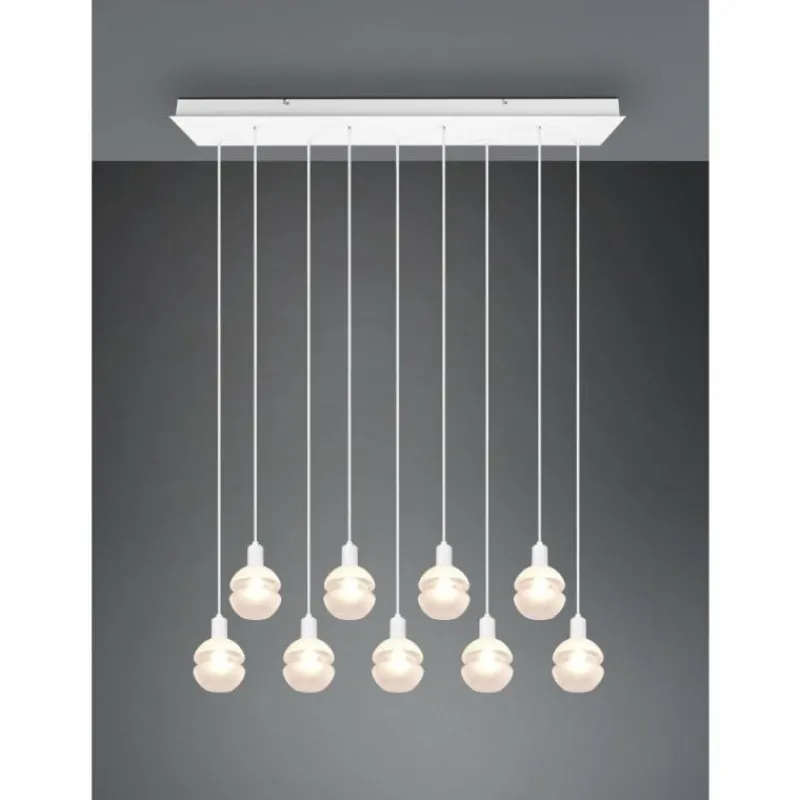 Luminaires Trio Suspension Trio Mela Blanc, 9 lumières